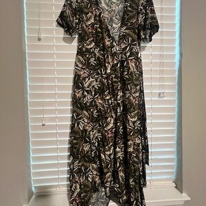 Banana Republic Olive Floral High Low Dress
